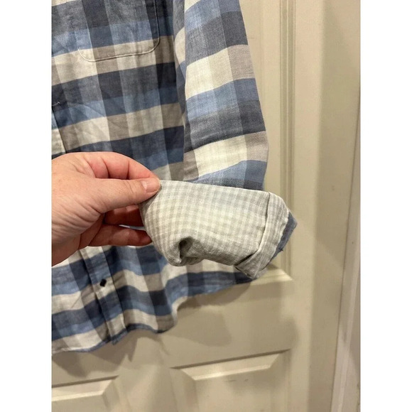 Flag & Anthem Button Down Cotton Shirt Blue Plaid Long Sleeve Men’s Size Large - Picture 10 of 10